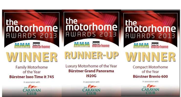 Der Bürstner Brevio t 600 wurde von zwei englischen Fachzeitschriften mit dem Motorhome Award 2013 ausgezeichnet.