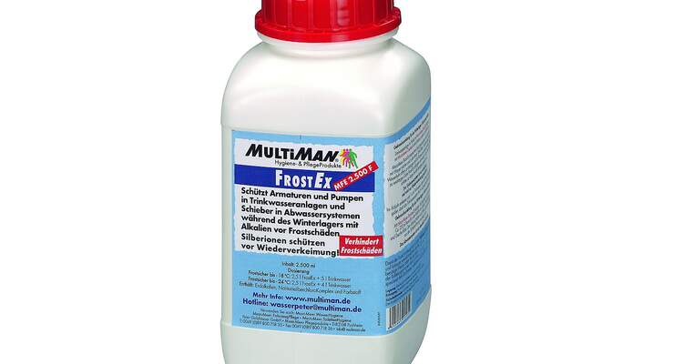 Multiman gibt Wintertipps und empfiehlt FrostEx zum Frostschutz der Trinkwasser- und Abwasseranlagen im Winterlager.
