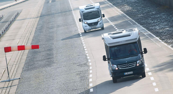 Teststrecke mit Mercedes Sprinter und Fiat Ducato